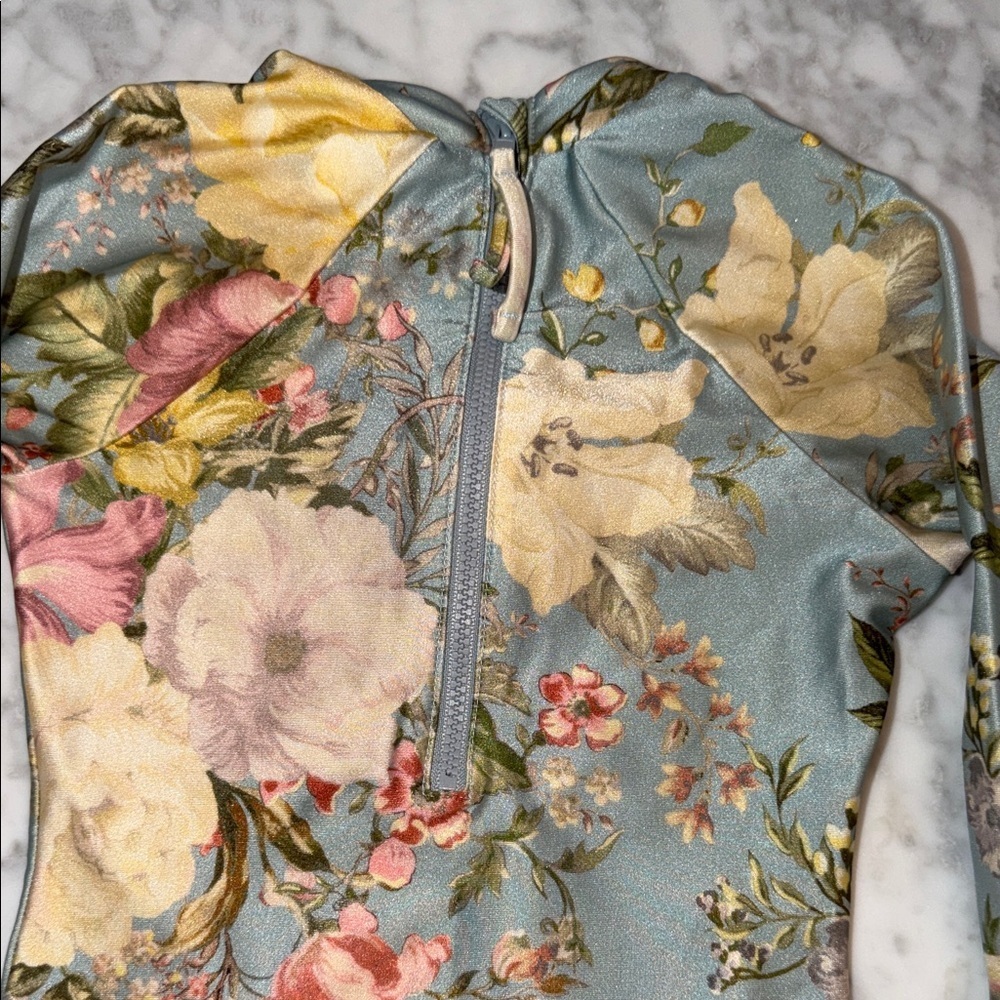 Zimmermann Floral Long Sleeve Rashguard Swim One Piece 2Y - Picture 11 of 11